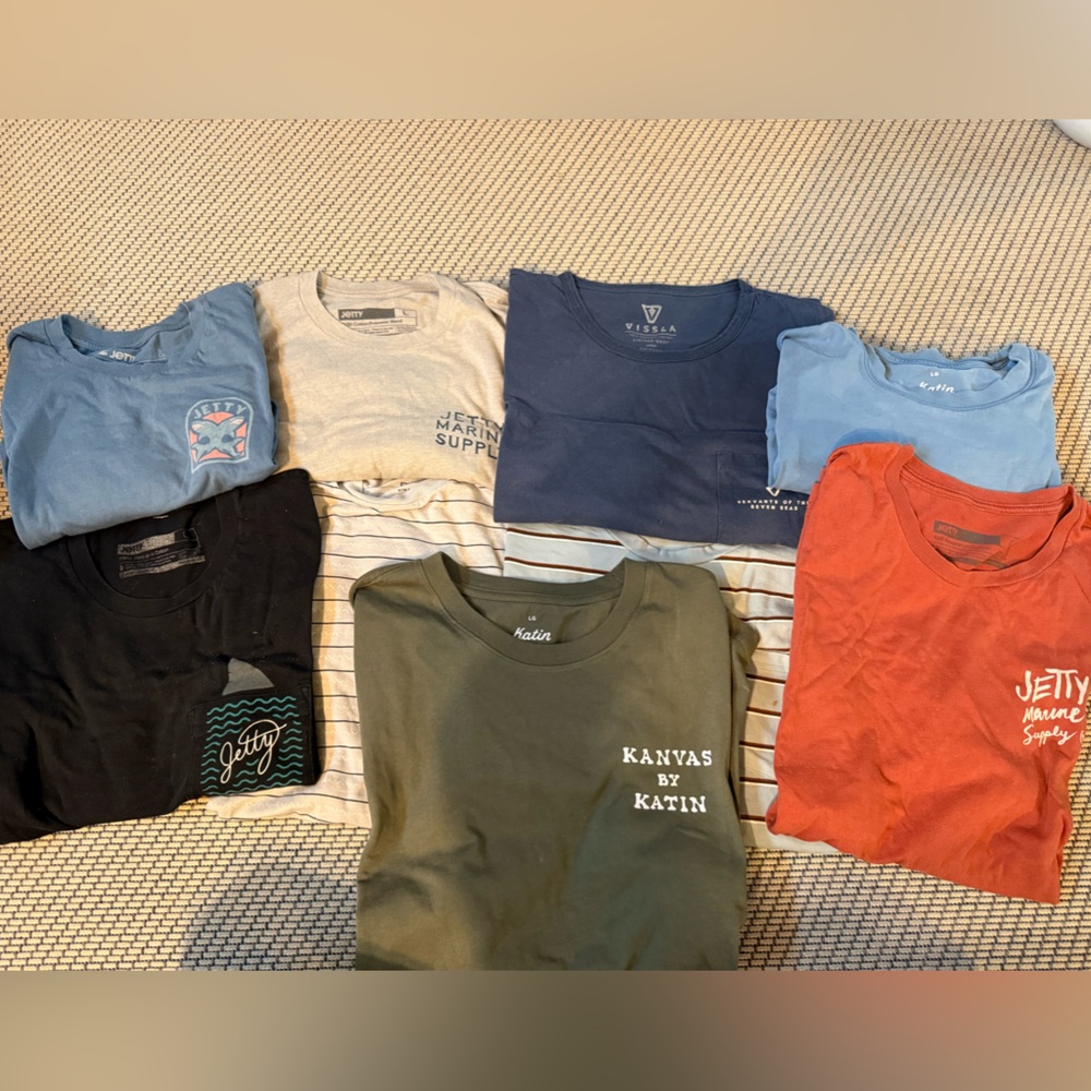 Men’s size L short sleeve t shirts. Jetty/Katin/Vissla/RVCA